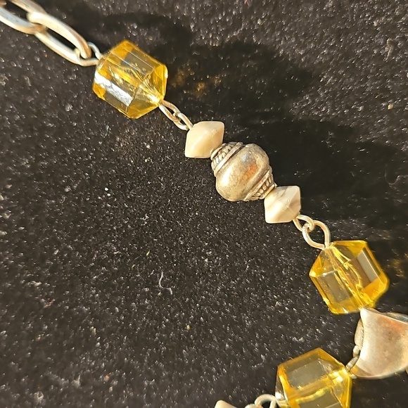 CHICO'S 20" Pewtertone and Gold Cut Crystals & Pewtertone Beaded Necklace - Picture 3 of 9